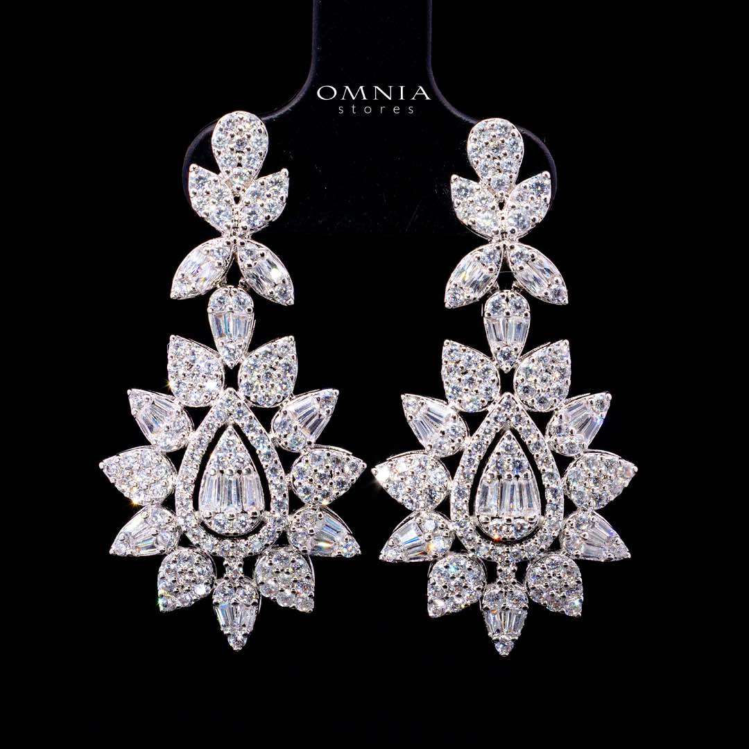 Omnia Aqsa White Luxury Bridal Full Set in High Quality Rhodium Plated Zircon Stones - Image 5