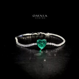 Omnia Louise Green Bracelet In 92.5 Silver High Quality Simulated Diamonds