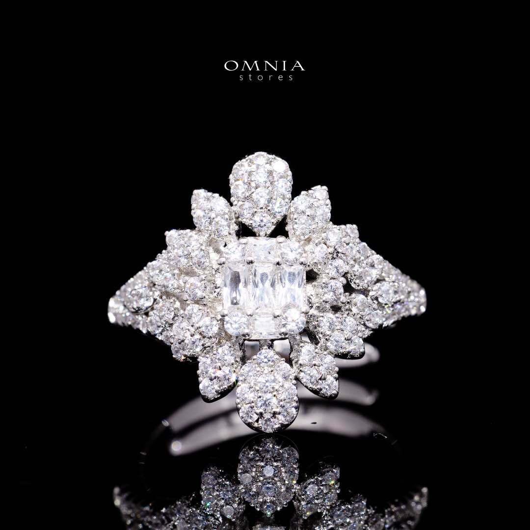 Omnia Mahra Bridal Full Set in High Quality Zircon Stone Rhodium Plated - Image 4
