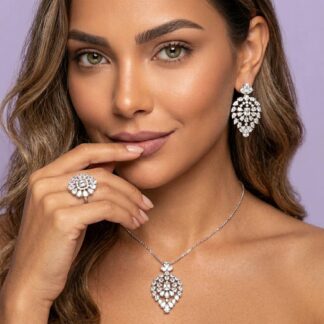 Omnia Ashwaq White Set in High Quality Zircon Stone (Only Available in KSA)