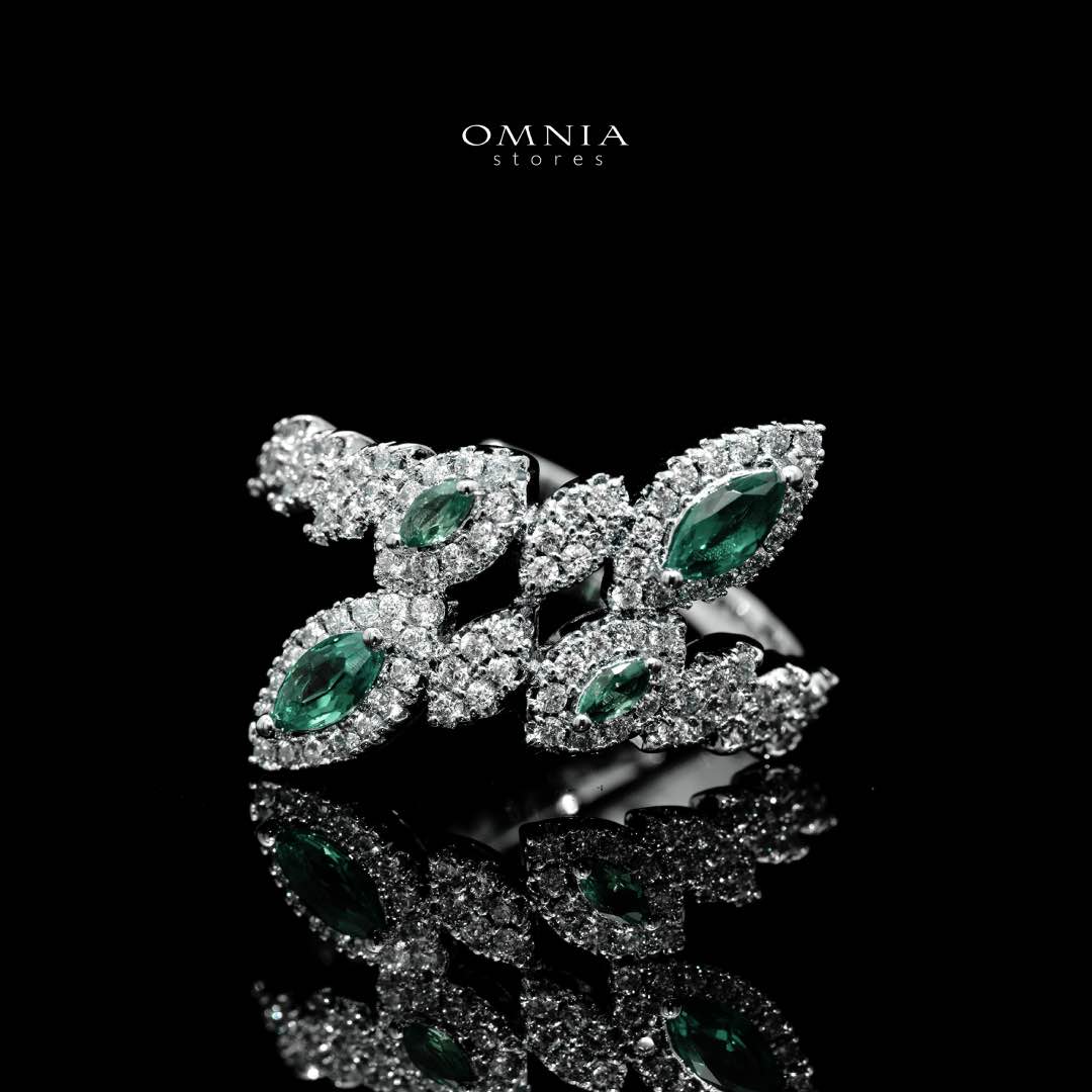 Omnia Nada Green Bridal Full Set Accessories in High Quality Zircon Stone Rhodium Plated - Image 5