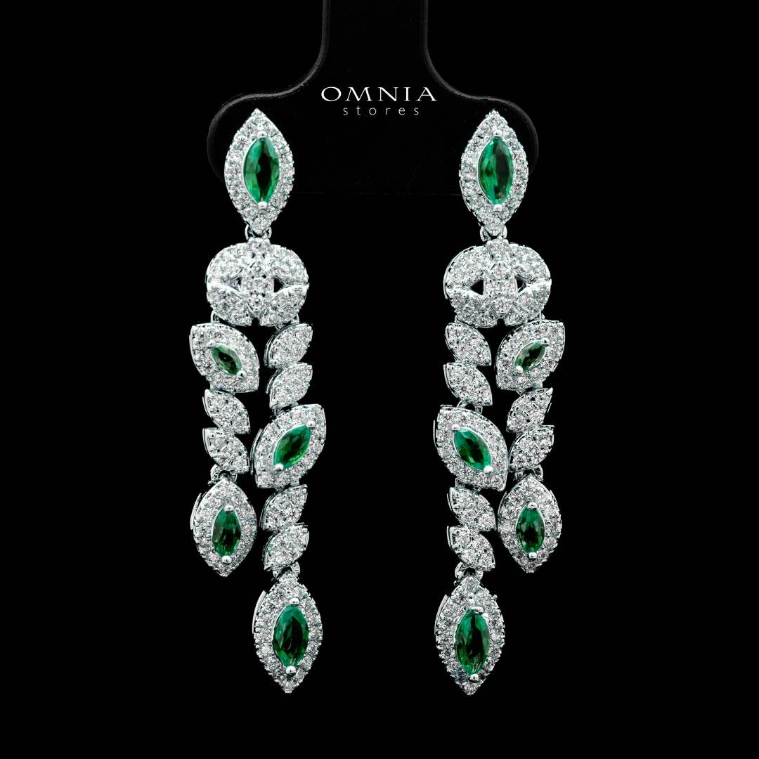 Omnia Nada Green Bridal Full Set Accessories in High Quality Zircon Stone Rhodium Plated - Image 6