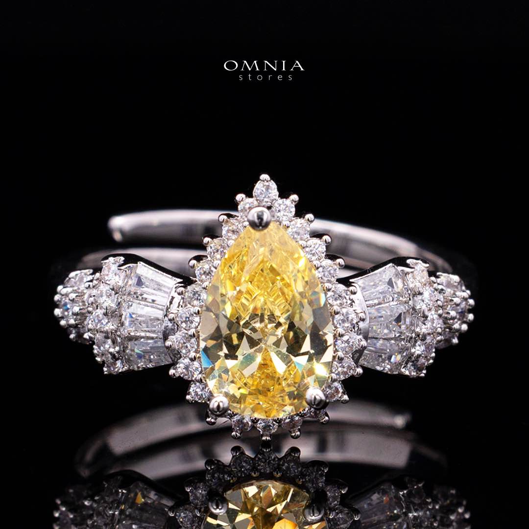 Omnia Ghada Yellow Bridal Full Set Accessories in High Quality Zircon Stone Rhodium Plated (Size 15 Only Available in KSA) - Image 4
