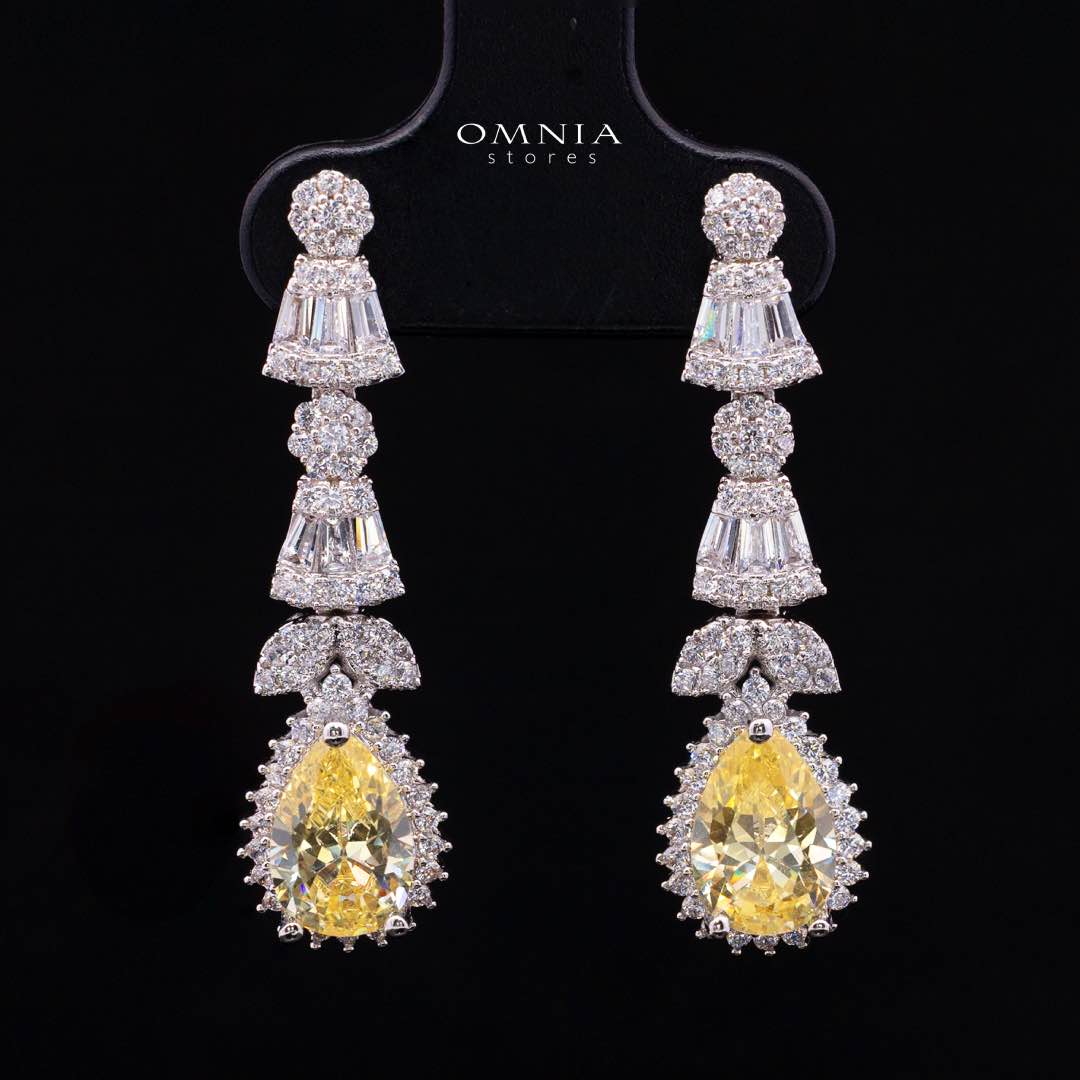 Omnia Ghada Yellow Bridal Full Set Accessories in High Quality Zircon Stone Rhodium Plated (Size 15 Only Available in KSA) - Image 5