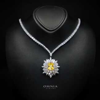Omnia Thalia Yellow Necklace in 92.5 Silver High Quality Simulated diamonds