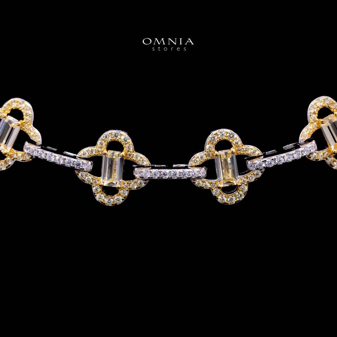 Omnia Amna Gold and White Necklace in 925 Silver High Quality Simulated Diamonds - Image 2