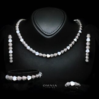 Omnia Sanya White Luxury Bridal Full Set in High Quality Zircon Stone Rhodium Plated