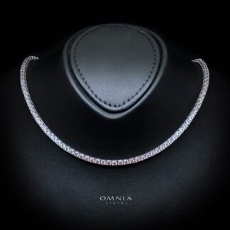 Omnia Shams 3mm Tennis Necklace in 925 Silver High Quality Simulated diamonds