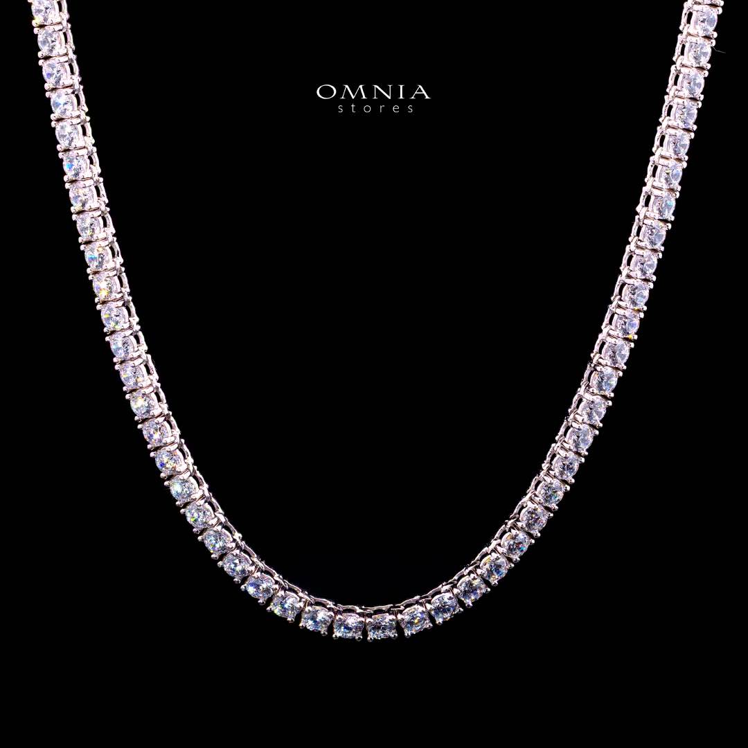 Omnia Shams 3mm Tennis Necklace in 925 Silver High Quality Simulated diamonds - Image 2