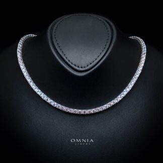 Omnia Shahera 4mm Tennis Necklace in 925 Silver High Quality Simulated diamonds