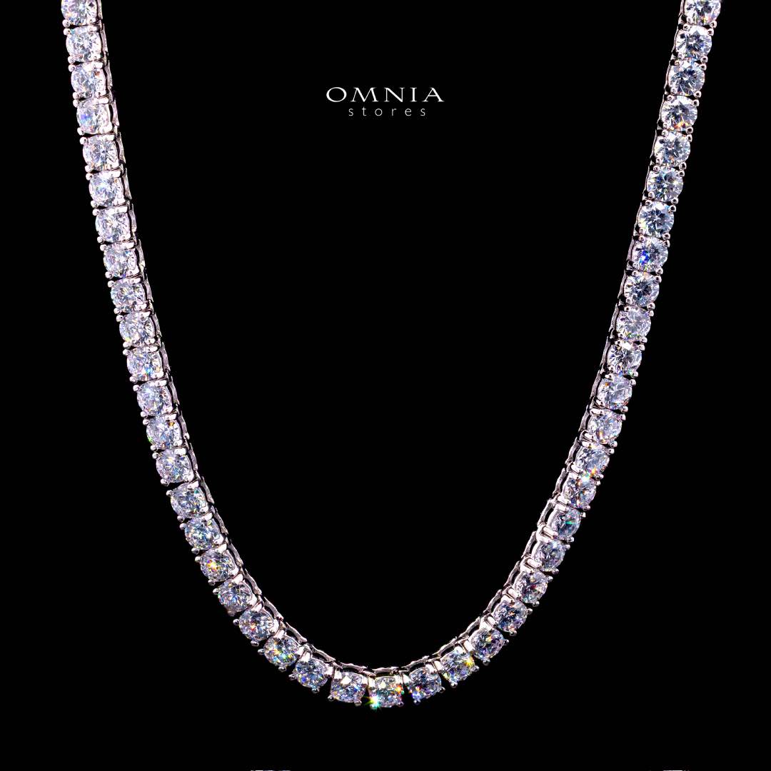 Omnia Shahera 4mm Tennis Necklace in 925 Silver High Quality Simulated diamonds - Image 2