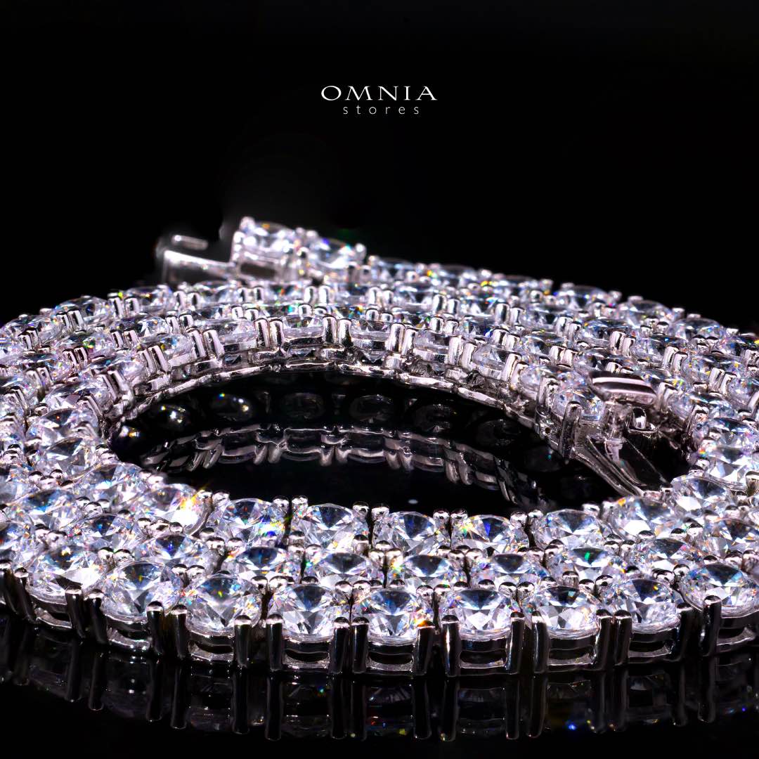Omnia Shahera 4mm Tennis Necklace in 925 Silver High Quality Simulated diamonds - Image 3