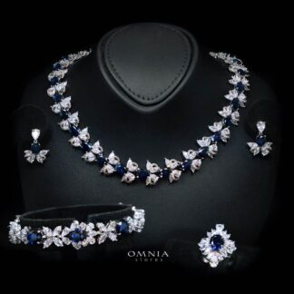 Omnia Muna Blue Bridal Full Set in High Quality Simulated Diamonds