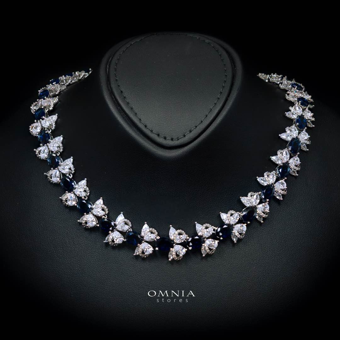 Omnia Muna Blue Bridal Full Set in High Quality Simulated Diamonds - Image 2