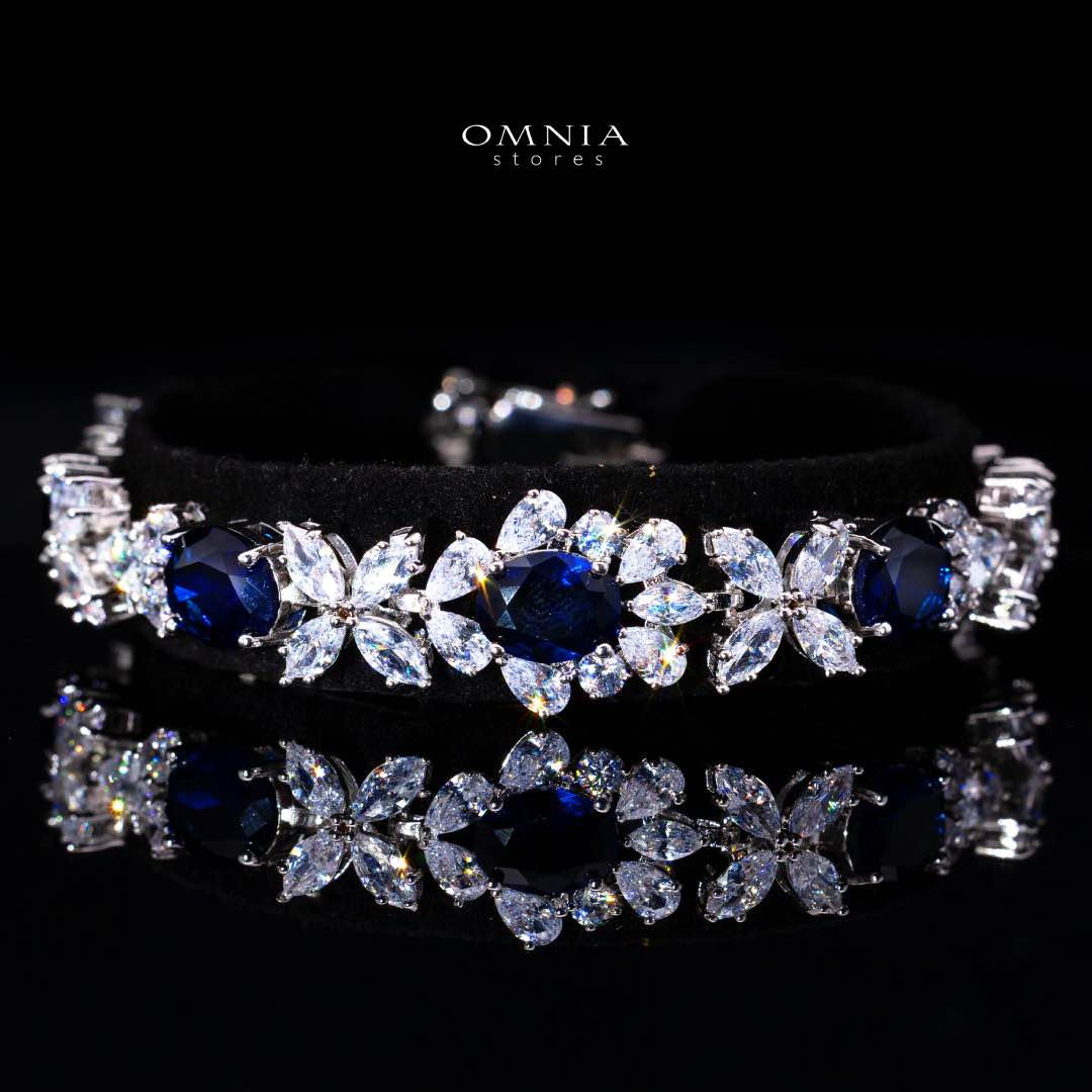 Omnia Muna Blue Bridal Full Set in High Quality Simulated Diamonds - Image 3