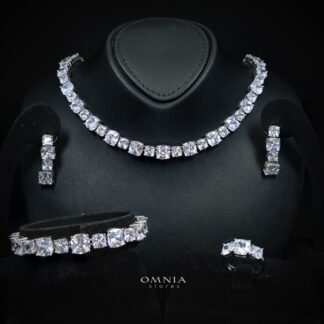 Omnia Alya White Bridal Full Set with High-Quality Simulated Diamonds Rhodium Plated