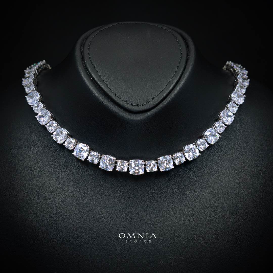 Omnia Alya White Bridal Full Set with High-Quality Simulated Diamonds Rhodium Plated - Image 2