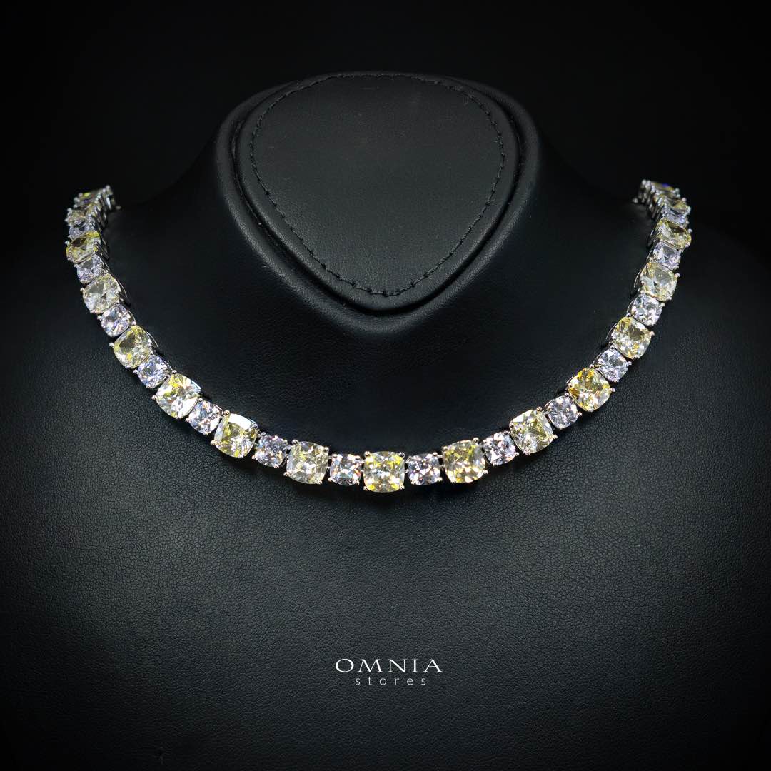 Omnia Alya Yellow and White Bridal Full Set in High Quality Simulated Diamonds Rhodium Plated - Image 2