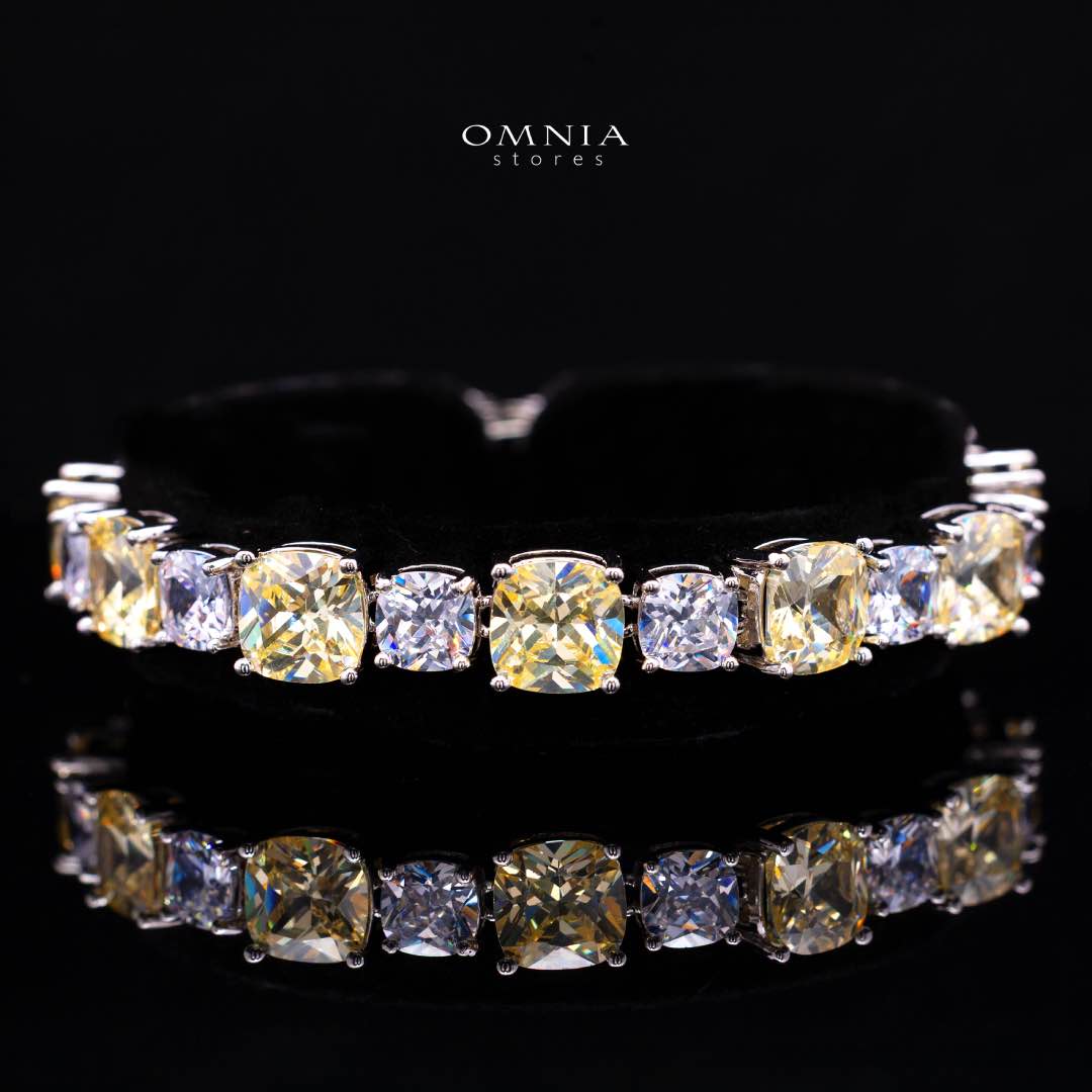 Omnia Alya Yellow and White Bridal Full Set in High Quality Simulated Diamonds Rhodium Plated - Image 3