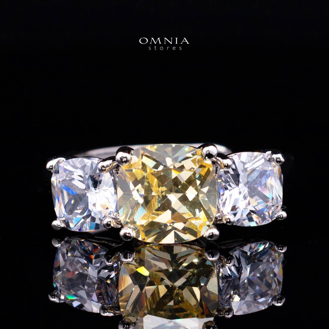 Omnia Alya Yellow and White Bridal Full Set in High Quality Simulated Diamonds Rhodium Plated - Image 4