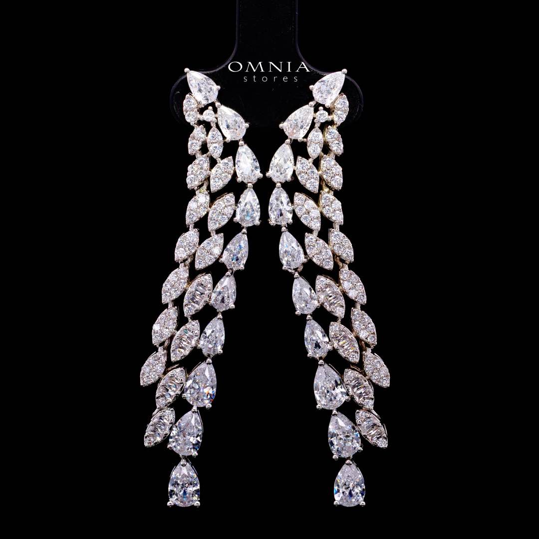 Omnia Yasira Leaf-Design White Luxury Bridal Full Set in High Quality Zircon Stone Rhodium Plated - Image 5