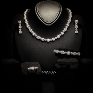Omnia Bella Classic Bridal Full Set Silver Simulated Diamonds