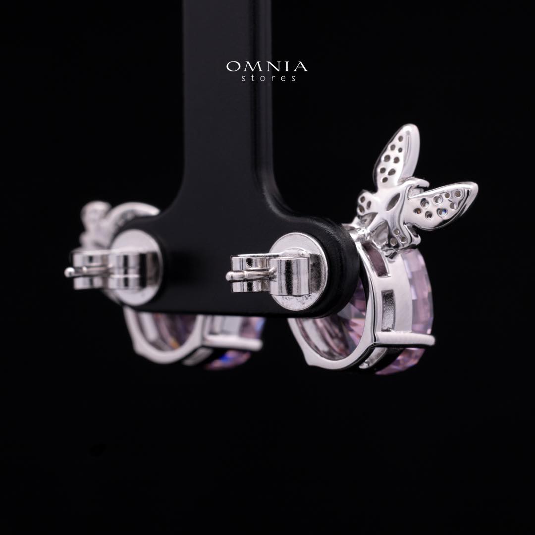 Omnia Maysun Pink Earrings in 925 Silver with High Quality Simulated Diamonds - Image 3