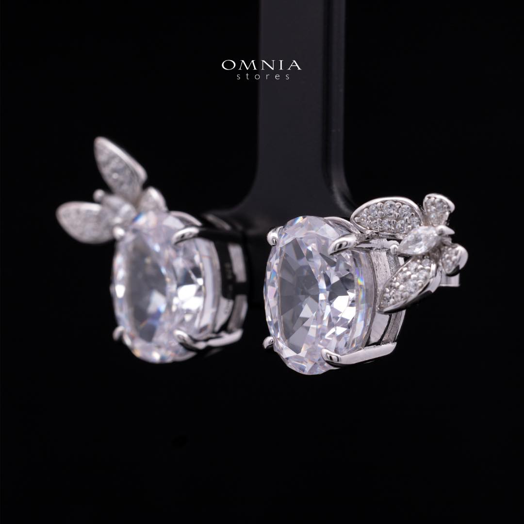 Omnia Maysun Pure White Earrings in 92.5 Silver with High Quality Simulated Diamonds - Image 2