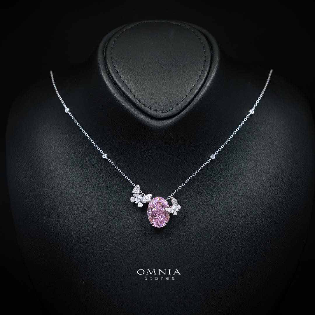 Omnia Maysun Pink Necklace in 925 Silver with High Quality Simulated Diamonds - Image 2