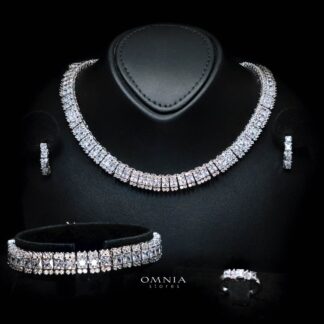 Omnia Rawda White Bridal Full Set in High Quality Simulated Diamonds