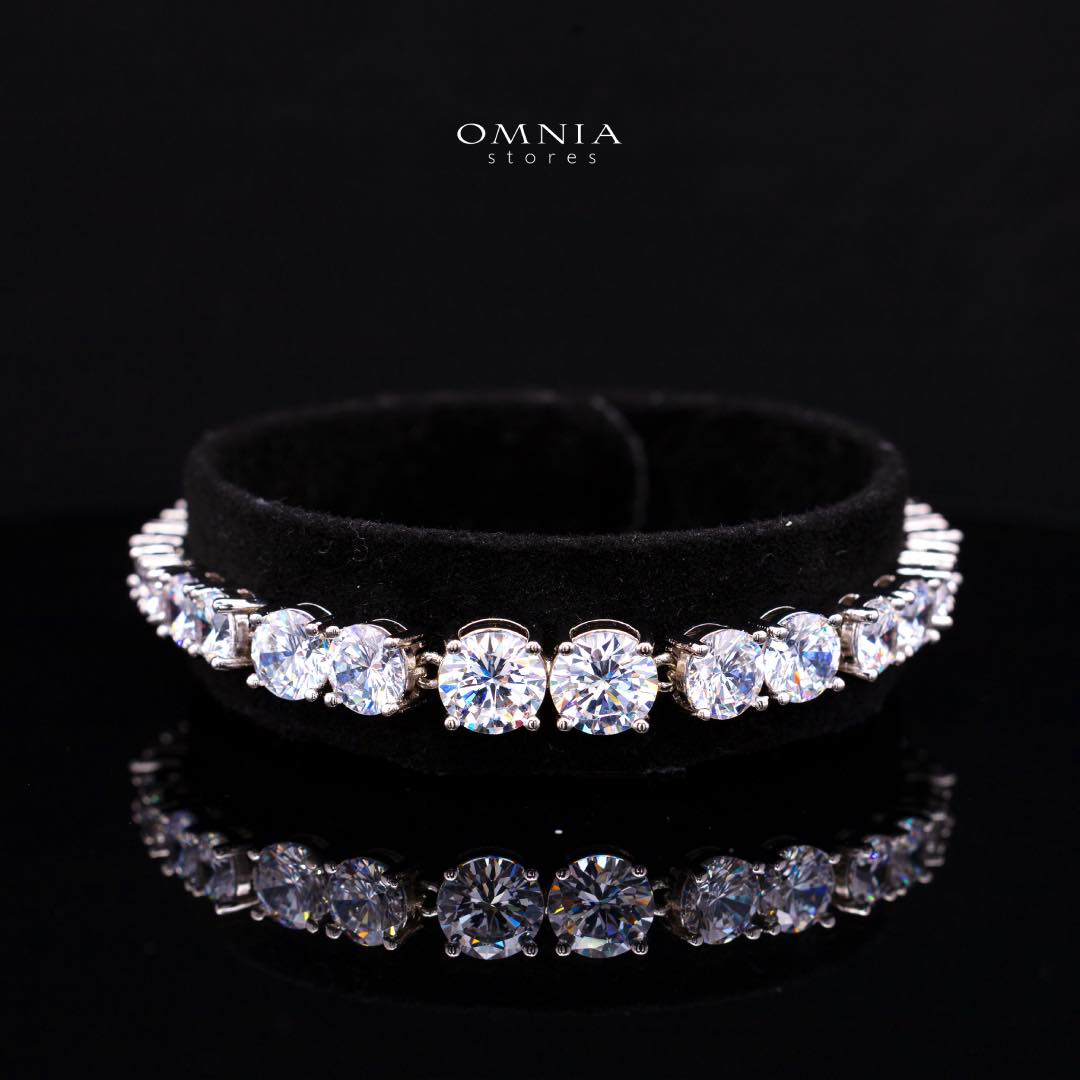 Omnia Ansa White Medium Size Luxury Bridal Full Set in High Quality Simulated Diamonds Rhodium Plated - Image 3