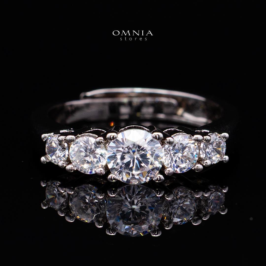 Omnia Ansa White Medium Size Luxury Bridal Full Set in High Quality Simulated Diamonds Rhodium Plated - Image 4