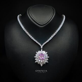 Omnia Thalia Pink Necklace in 92.5 Silver High Quality Simulated diamonds
