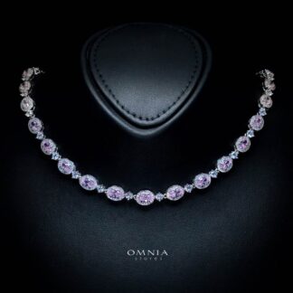Omnia Asiya Pink Necklace 92.5 Silver In High Quality Simulated diamonds