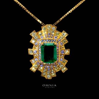 Omnia Green Radiance Necklace in 92.5 Silver with High Quality Simulated Diamonds