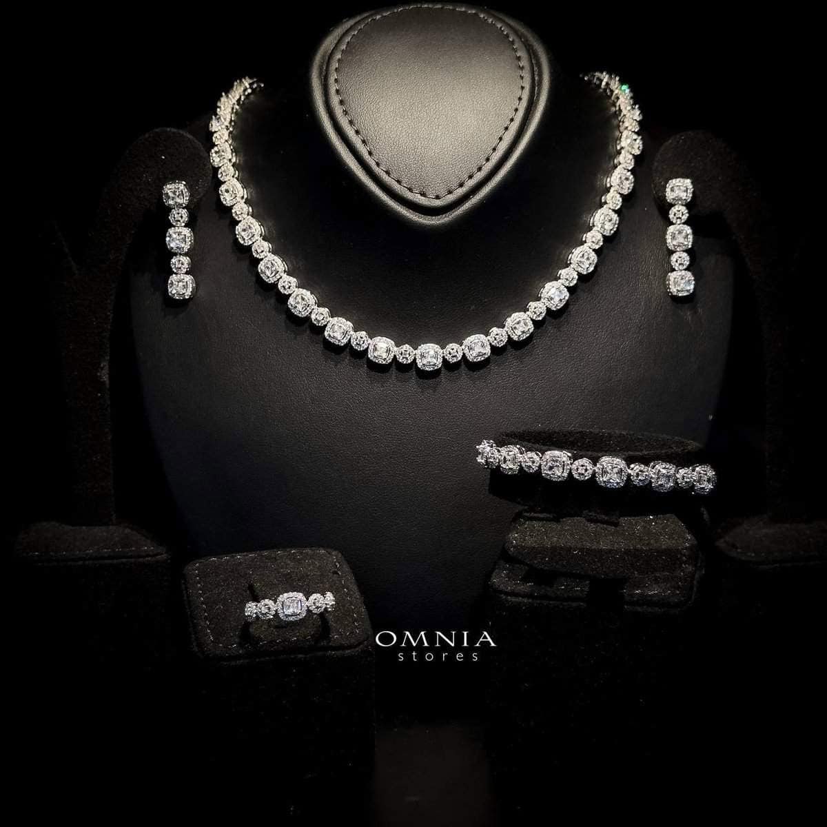 Omnia Bella Classic Bridal Full Set Silver Simulated Diamonds - Image 2
