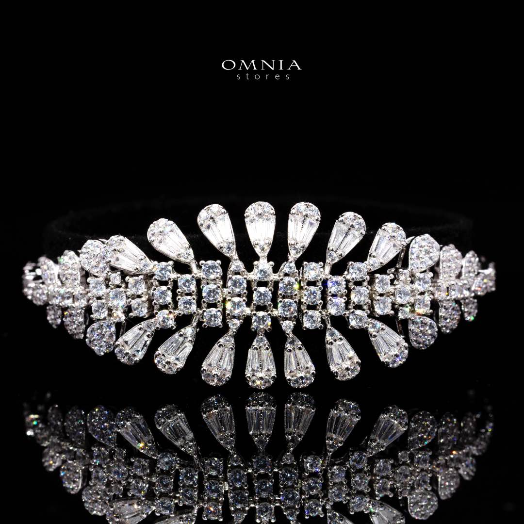 Omnia Elvina White Luxury Bridal Full Set in High Quality Zircon Stone in Rhodium Plated - Image 5