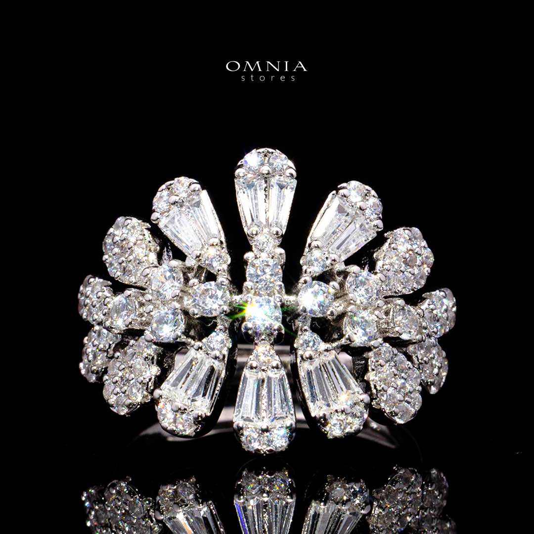 Omnia Elvina White Luxury Bridal Full Set in High Quality Zircon Stone in Rhodium Plated - Image 6