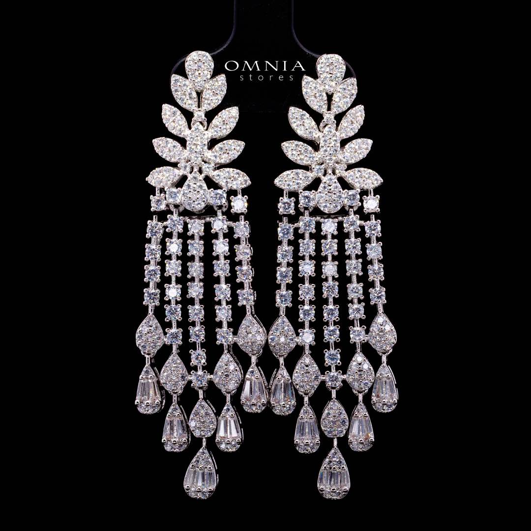 Omnia Elvina White Luxury Bridal Full Set in High Quality Zircon Stone in Rhodium Plated - Image 7