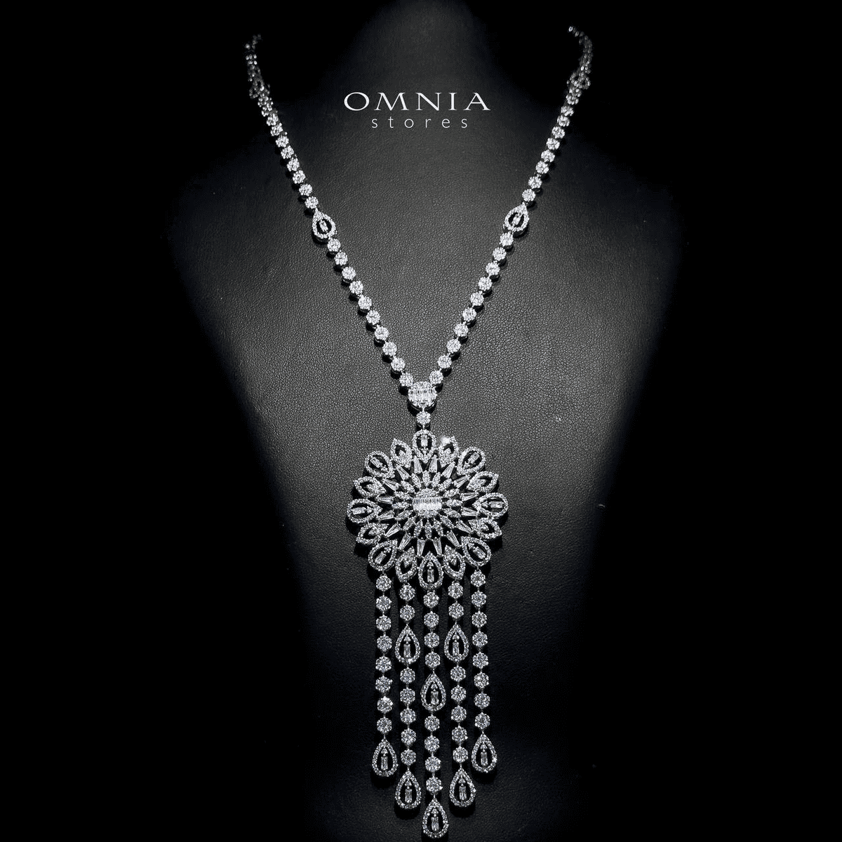 Omnia Rula Bridal Long chain Set Accessories High Quality Zircon Stone In Rhodium Plated - Image 3