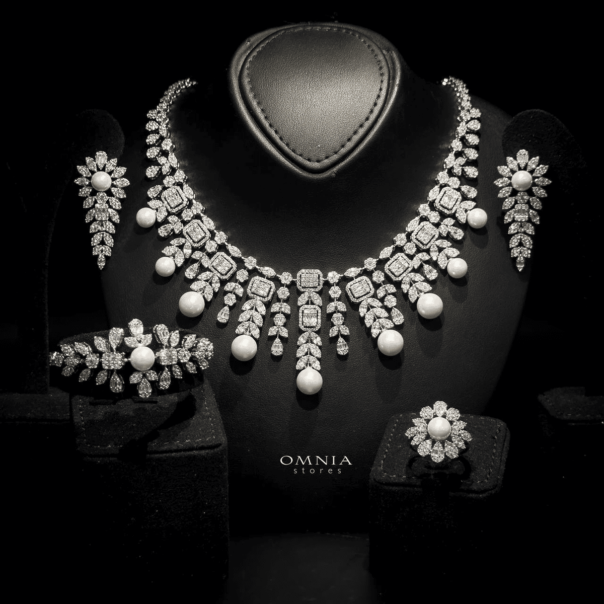Omnia Dalimah White Bridal Full Set with High Quality Simulated Diamond - Image 3