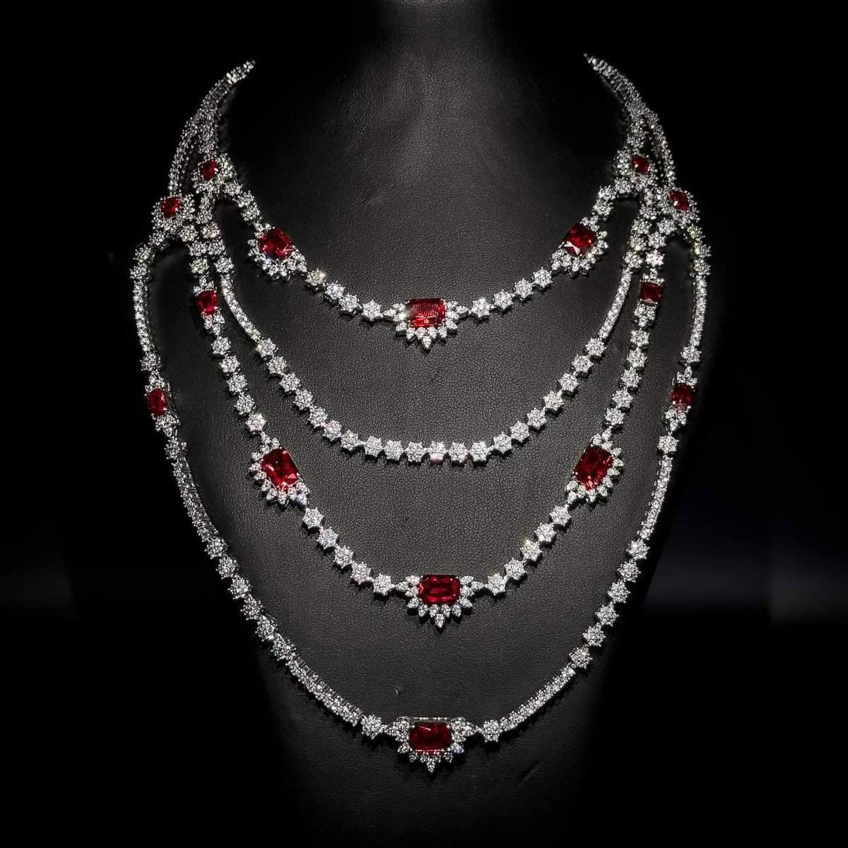 Omnia Blair Red Bridal Full Set High Quality Simulated Diamonds - Image 3