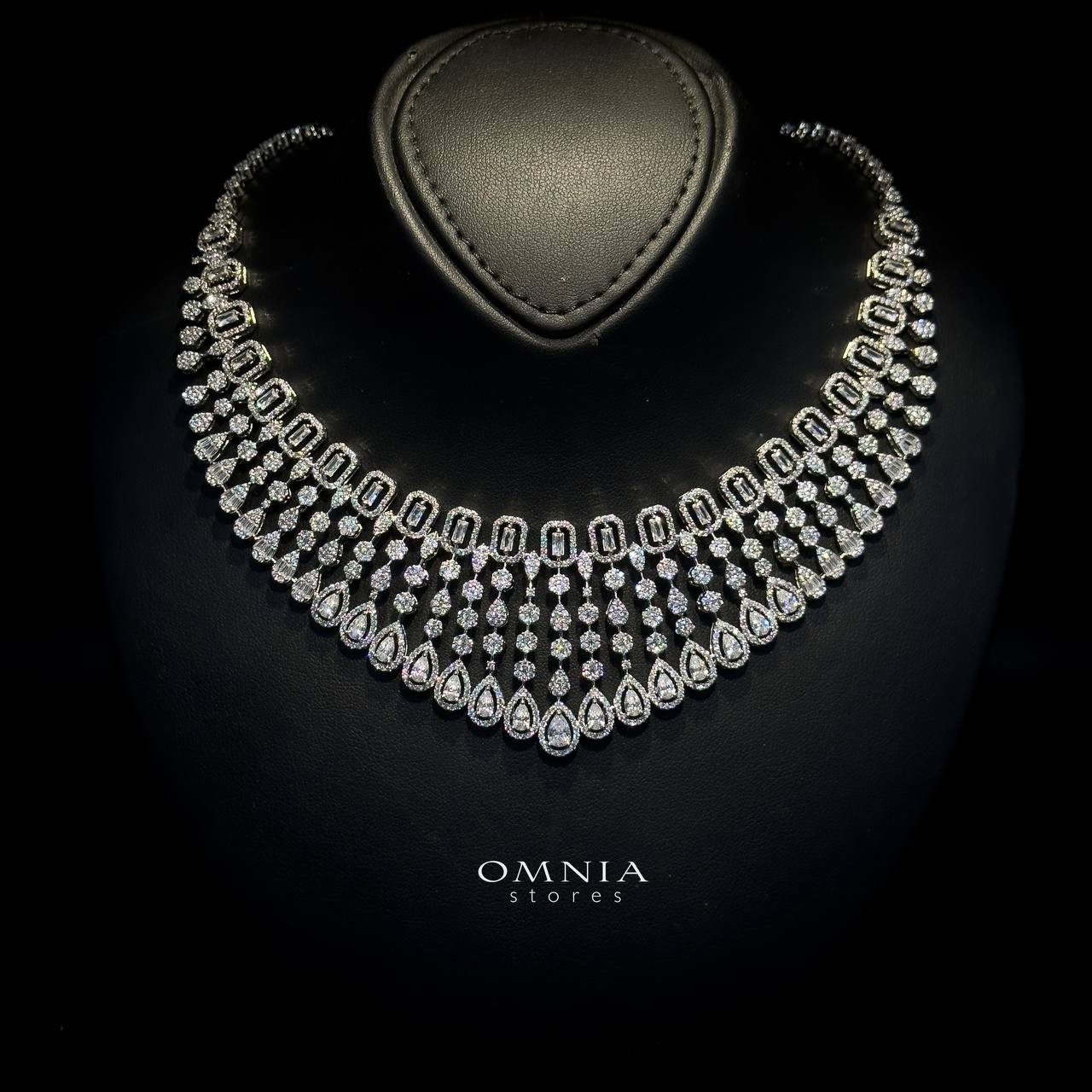 Omnia Latifa Bridal Full Set Accessories in High Quality Zircon Stone Rhodium Plated(18 size only available in ksa) - Image 4