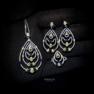Omnia Mira Yellow & Blue Set Accessories in High Quality Zircon Stone (only available in KSA)