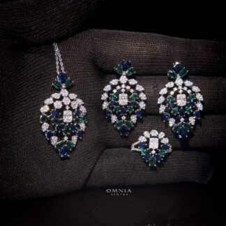 Omnia Ashwaq Green Set Accessories in High Quality Zircon Stone (Only available in KSA)