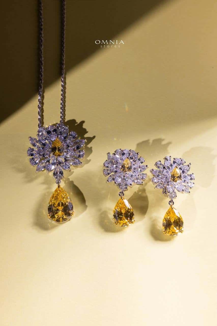Omnia Nakaret Yellow Necklace 925 Silver In High Quality Simulated diamonds - Image 5