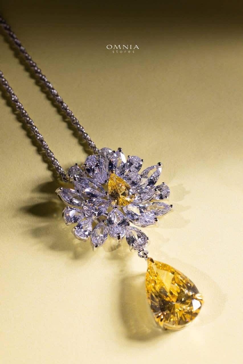 Omnia Nakaret Yellow Necklace 925 Silver In High Quality Simulated diamonds - Image 4