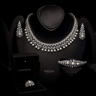 Omnia shaika White Luxury Bridal Full Set in High Quality Zircon Stone Rhodium Plated