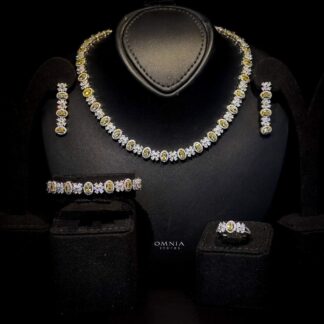 Omnia Mira Yellow Bridal Full Set Accessories in High Quality Zircon Stone Rhodium Plated