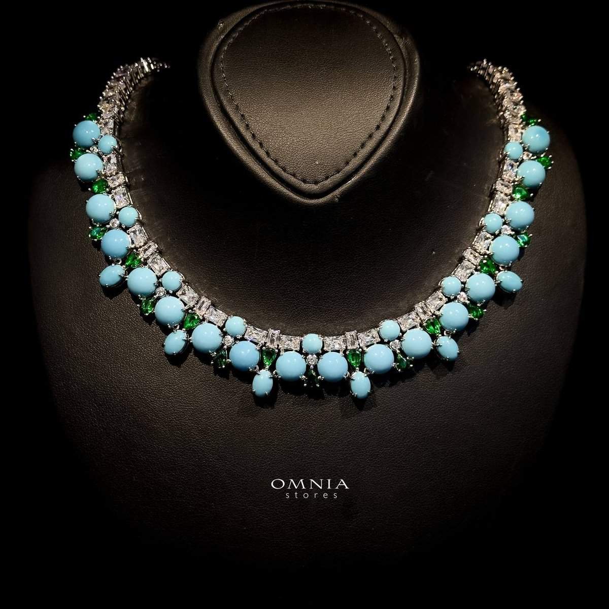 Omnia Rima Sky Blue Luxury Bridal Full Set in High Quality Simulated Diamonds - Image 2